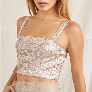 NWT Forever 21 Gold Sequin Crop Top